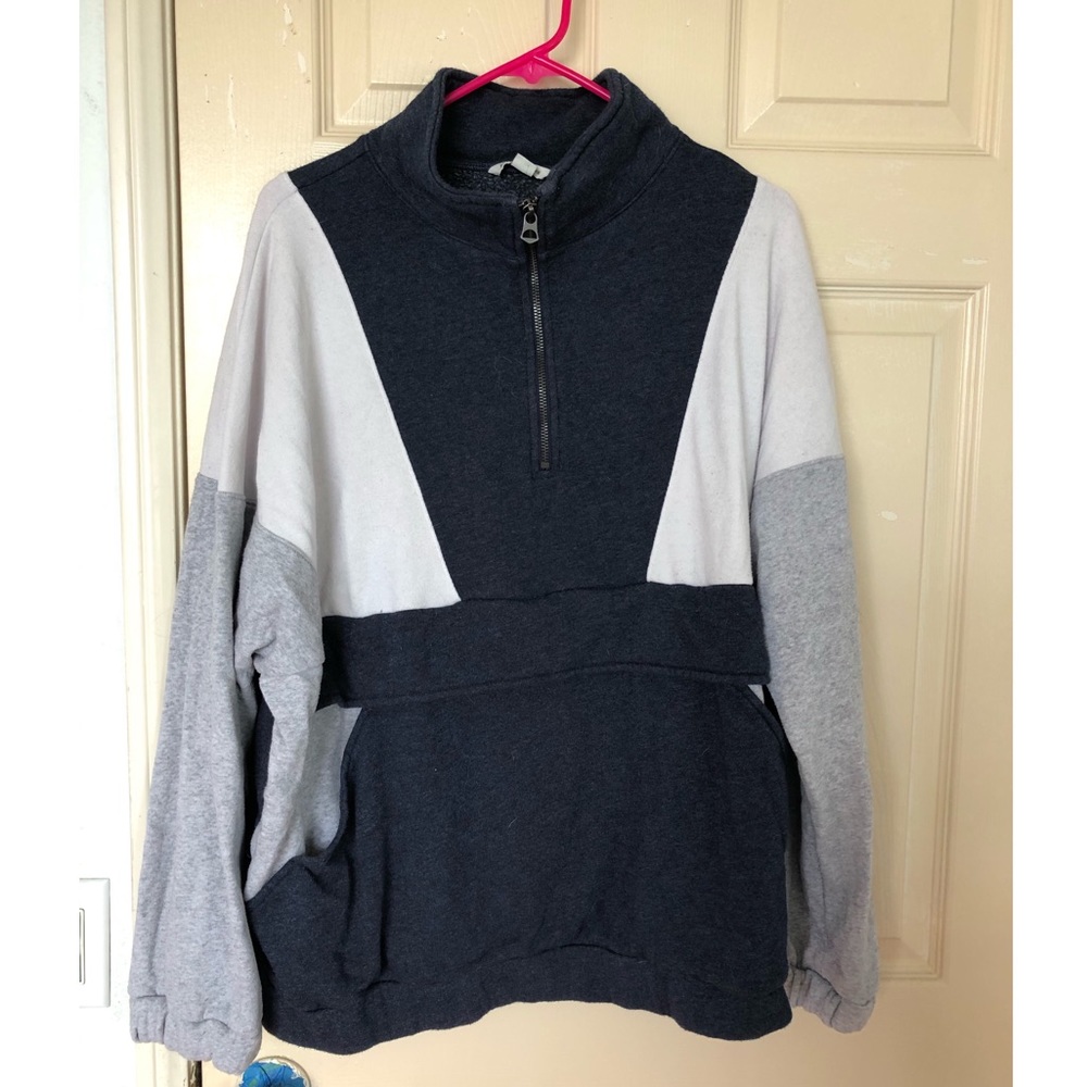 Color block mock neck sweater